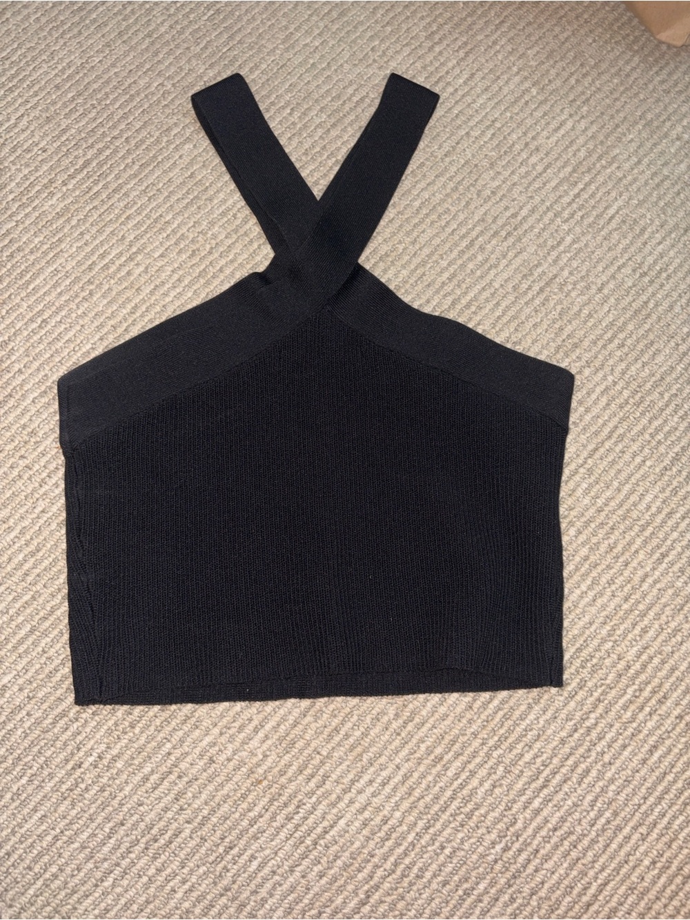 Quince Black Cross-Back Knit Crop Top